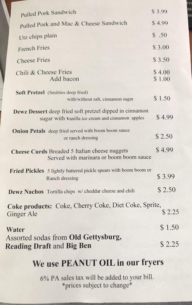 Dewz Dogz - Wormleysburg, PA menu_pic