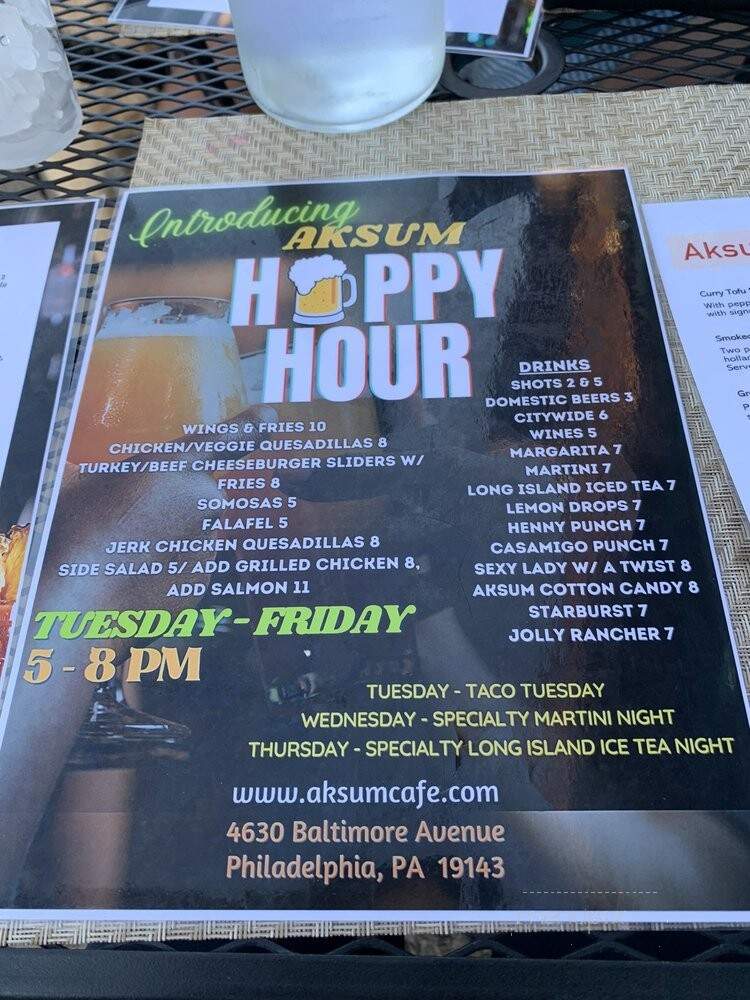 Aksum - Philadelphia, PA menu_pic