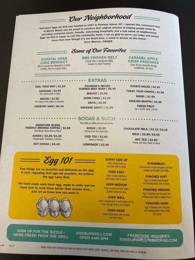 Eggs Up Grill - Myrtle Beach, SC menu_pic