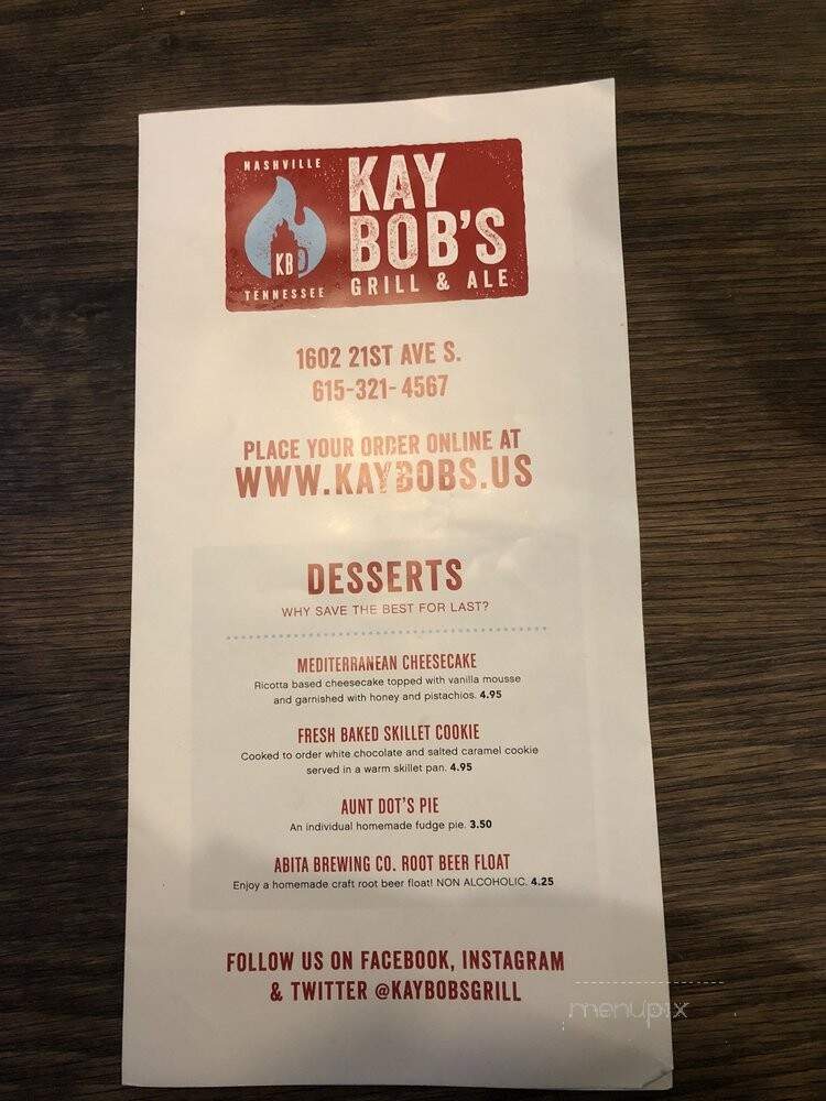 Kay Bob's - Nashville, TN menu_pic