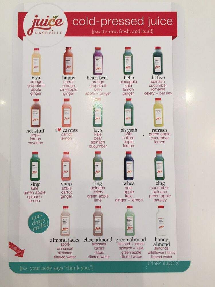 juice. Nashville - Brentwood, TN menu_pic