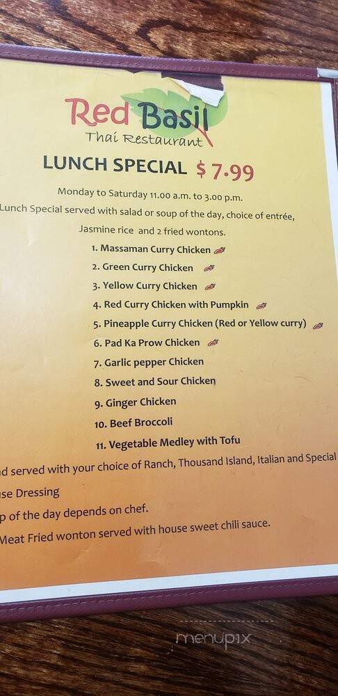Red Basil Thai Bistro - West Jordan, UT menu_pic