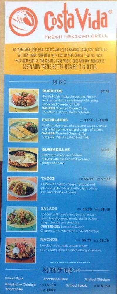 Costa Vida Mexican Fresh Grill - Kennewick, WA menu_pic