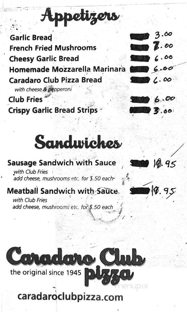 Caradaro Club - Milwaukee, WI menu_pic