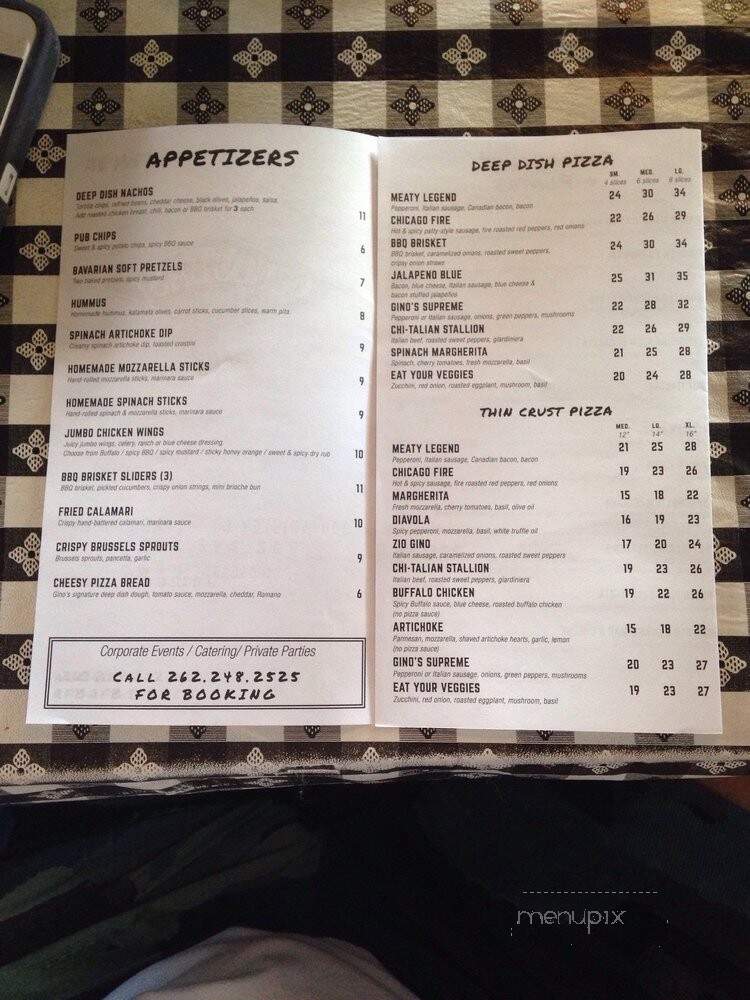 Gino's East of Lake Geneva - Lake Geneva, WI menu_pic