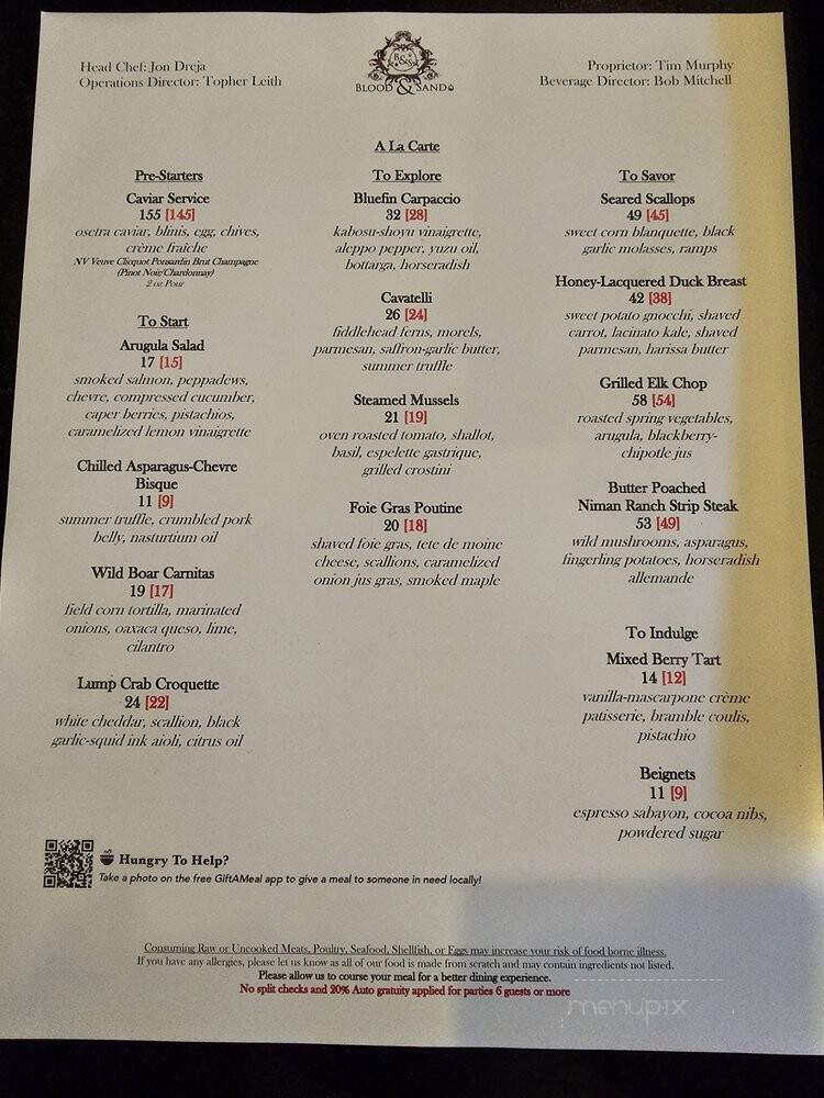 Blood Sand - Saint Louis, MO menu_pic
