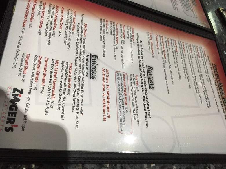 Zingers Deli - Boca Raton, FL menu_pic