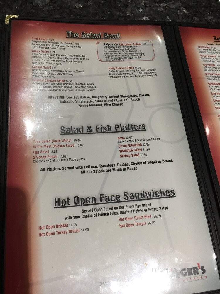 Zingers Deli - Boca Raton, FL menu_pic