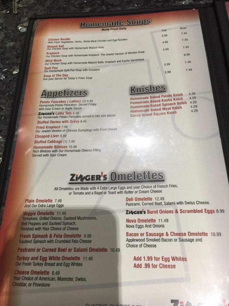Zingers Deli - Boca Raton, FL menu_pic
