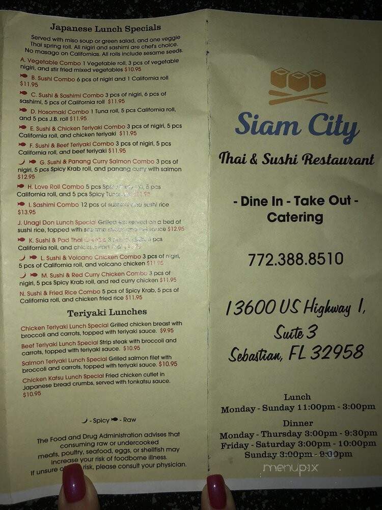Siam City Thai Sushi Restaurant - Sebastian, FL