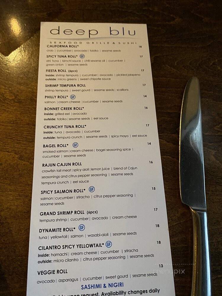 Deep Blu Seafood Grille - Orlando, FL menu_pic