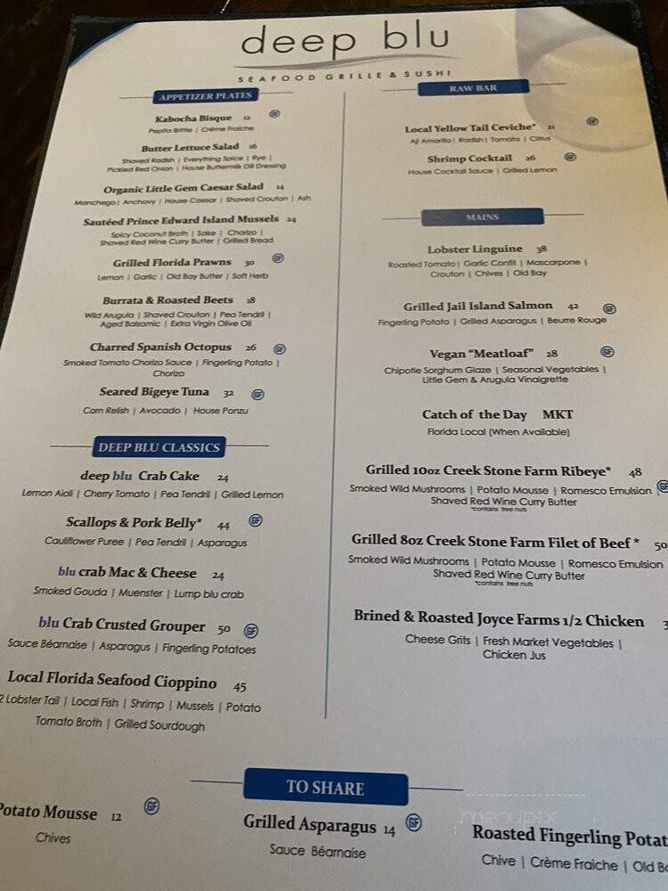 Deep Blu Seafood Grille - Orlando, FL menu_pic