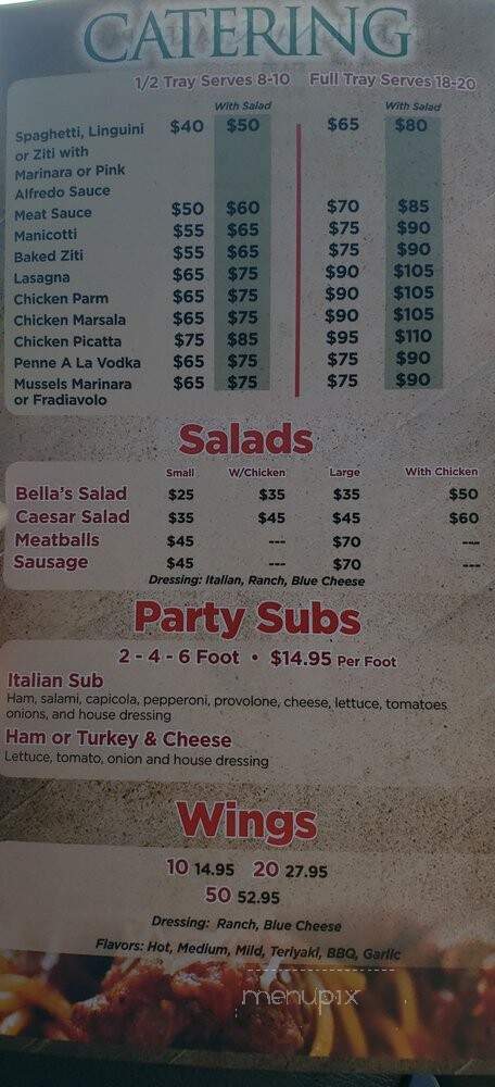 Bellas Italian Pizzeria - Orlando, FL menu_pic