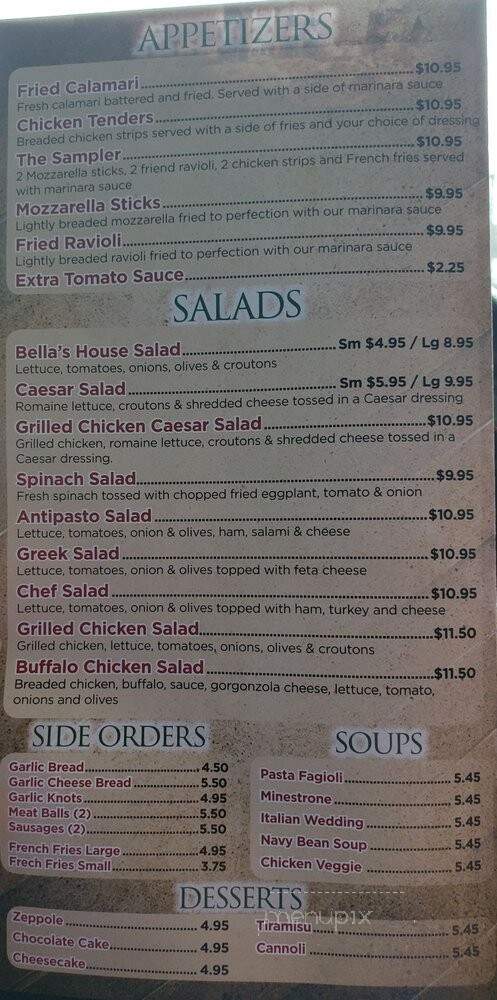 Bellas Italian Pizzeria - Orlando, FL menu_pic