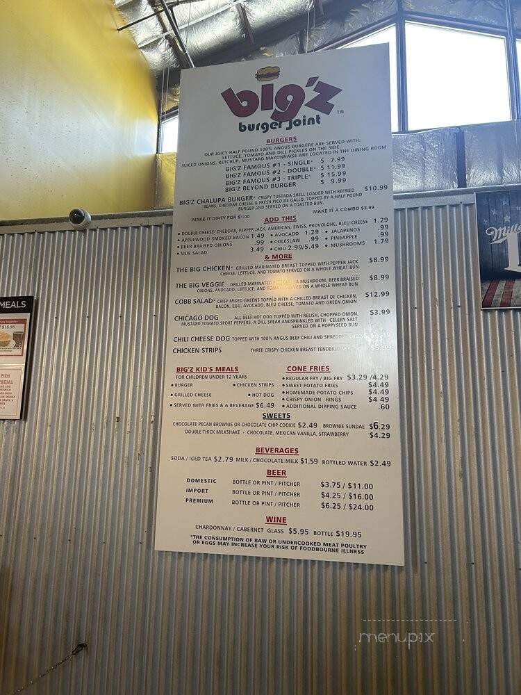 Big'Z Burger Joint - San Antonio, TX menu_pic