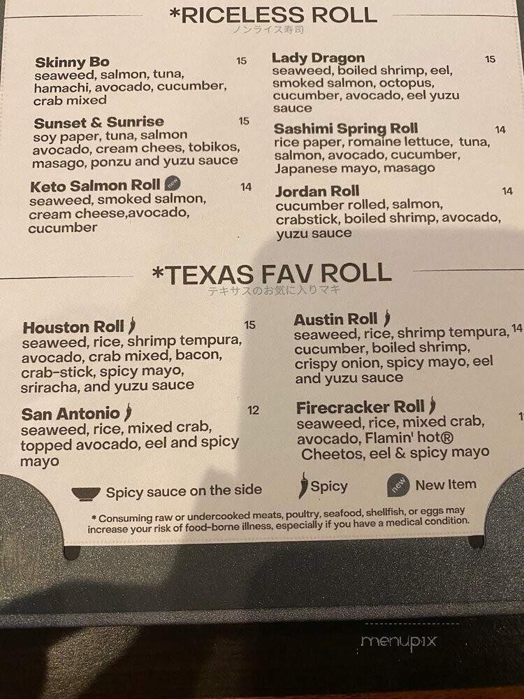 Eurasia Fusion Sushi - Houston, TX menu_pic