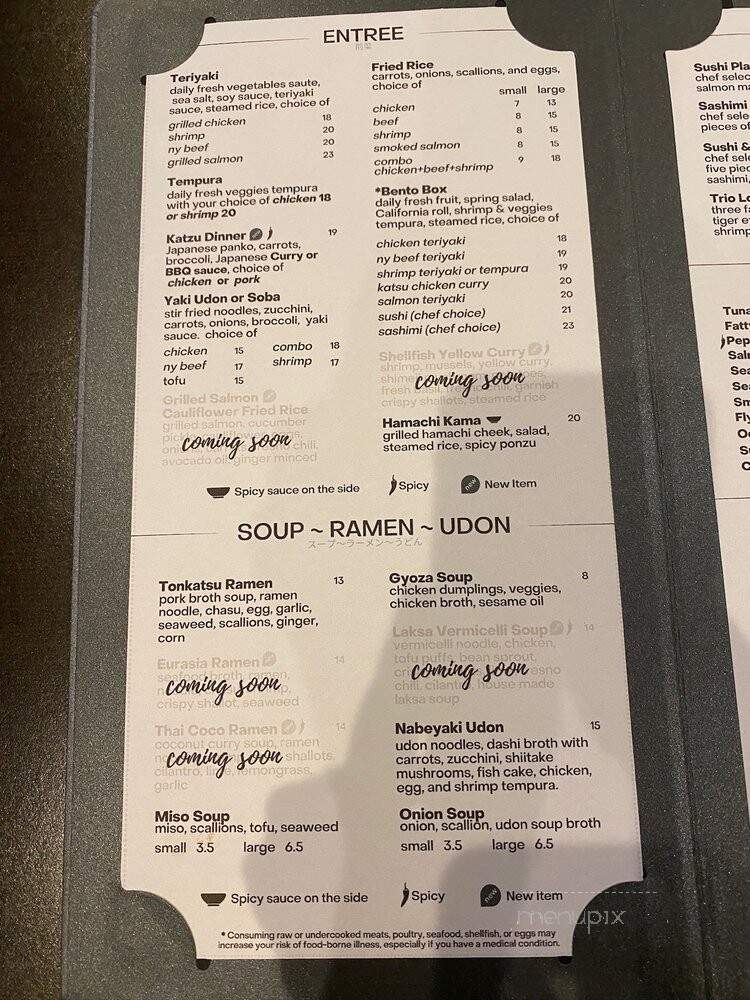 Eurasia Fusion Sushi - Houston, TX menu_pic