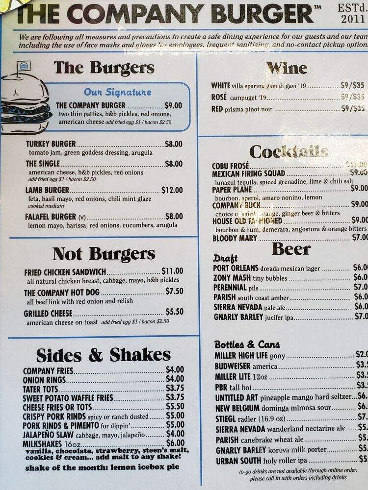 The Company Burger - New Orleans, LA menu_pic