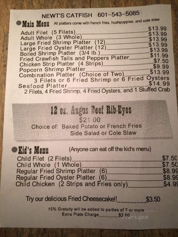Newt's Catfish - Hattiesburg, MS menu_pic