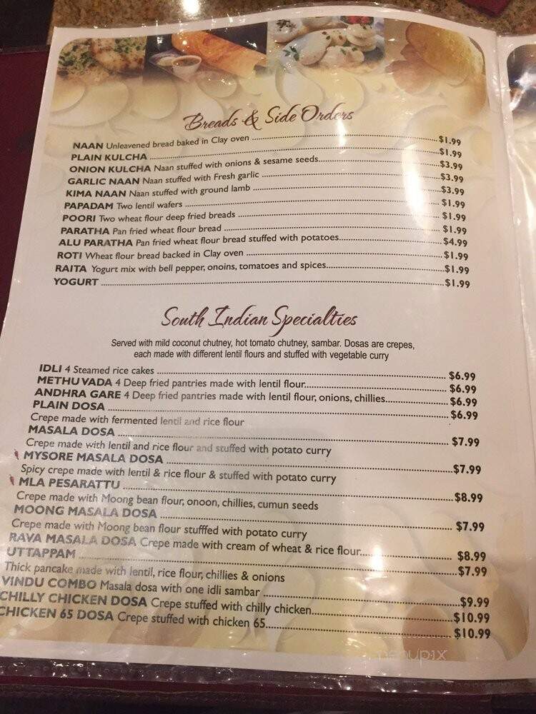 Vindu Indian Cuisine - Dallas, TX menu_pic