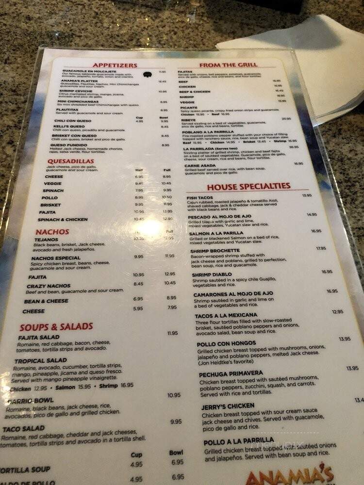 Anamia's Tex-Mex - Plano, TX menu_pic