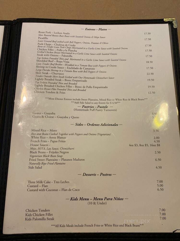 Lazaro's Cubine Cuisine - Roswell, GA menu_pic