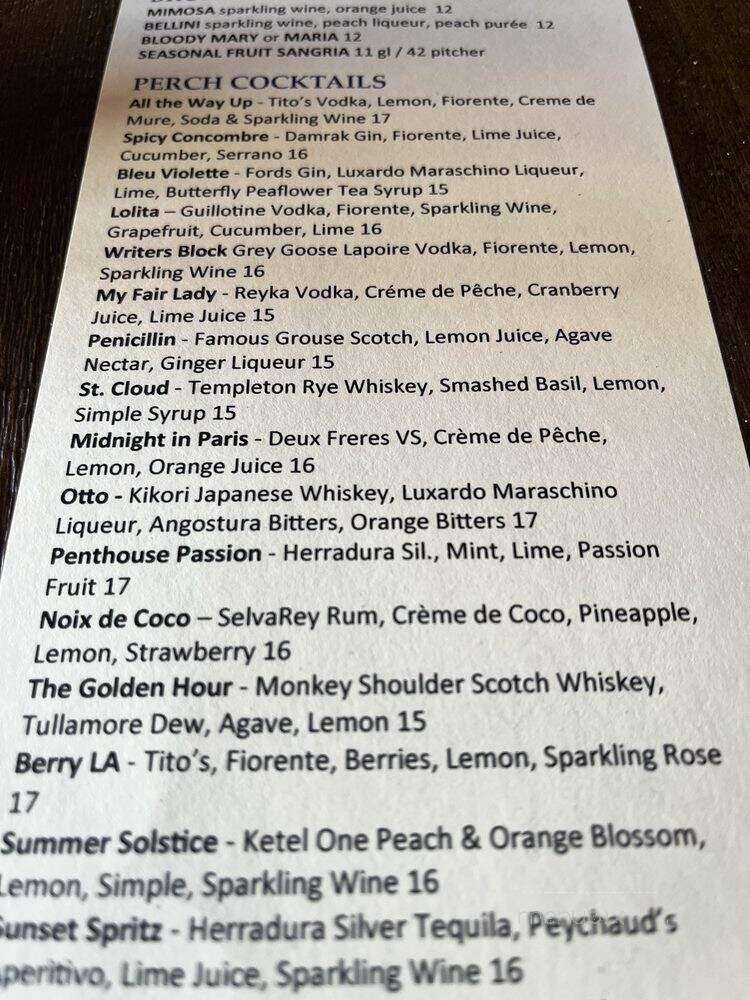 Perch - Los Angeles, CA menu_pic