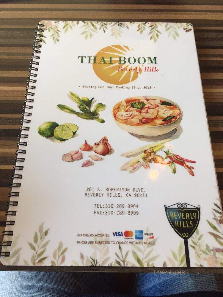 Thai Boom - Beverly Hills, CA menu_pic