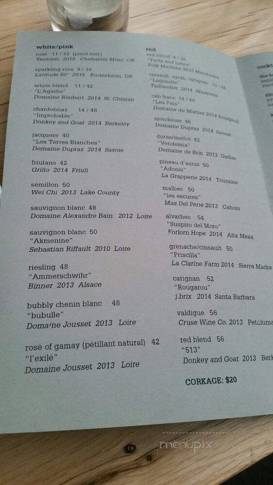 Elysian - Los Angeles, CA menu_pic