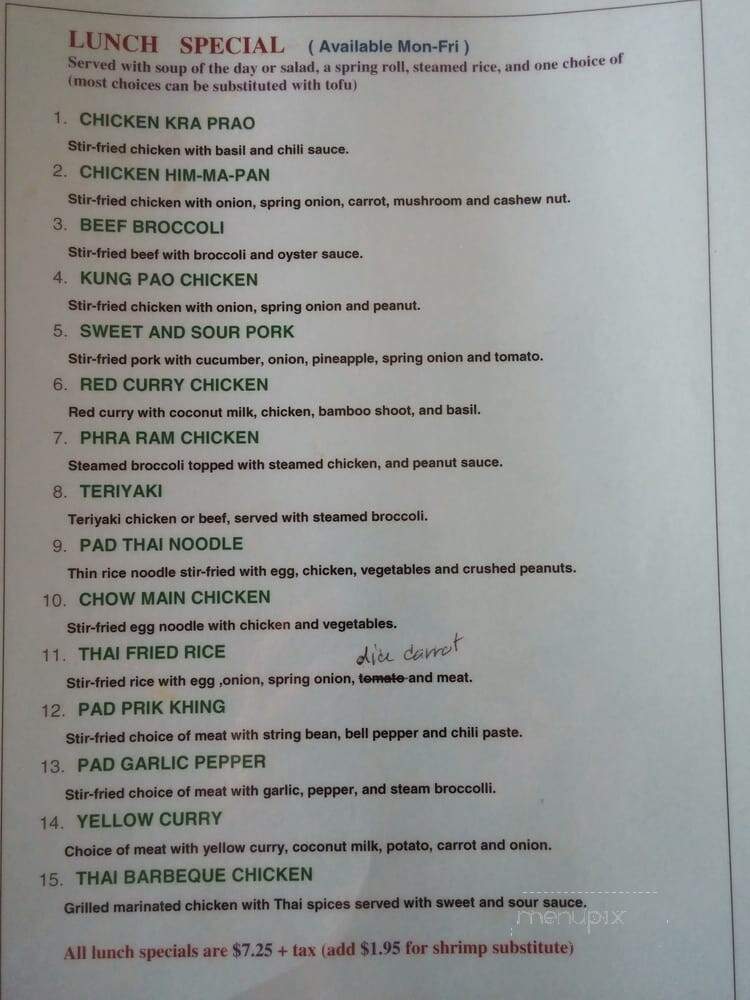 Thai Jing - Greenville, SC menu_pic