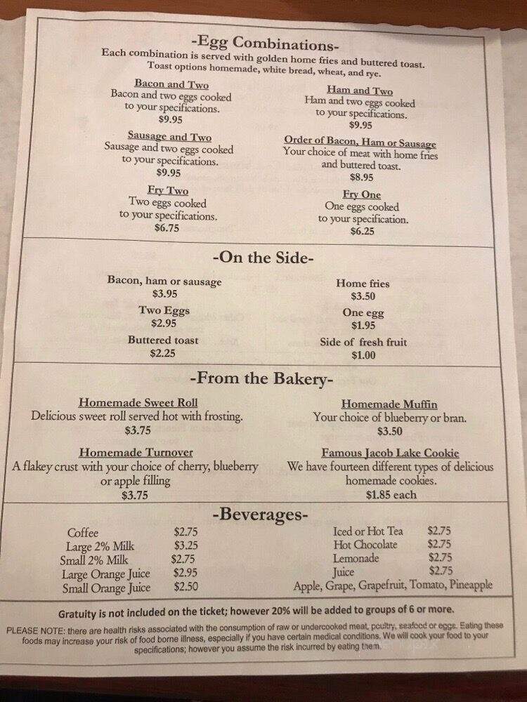 Jacob Lake Inn - Fredonia, AZ menu_pic