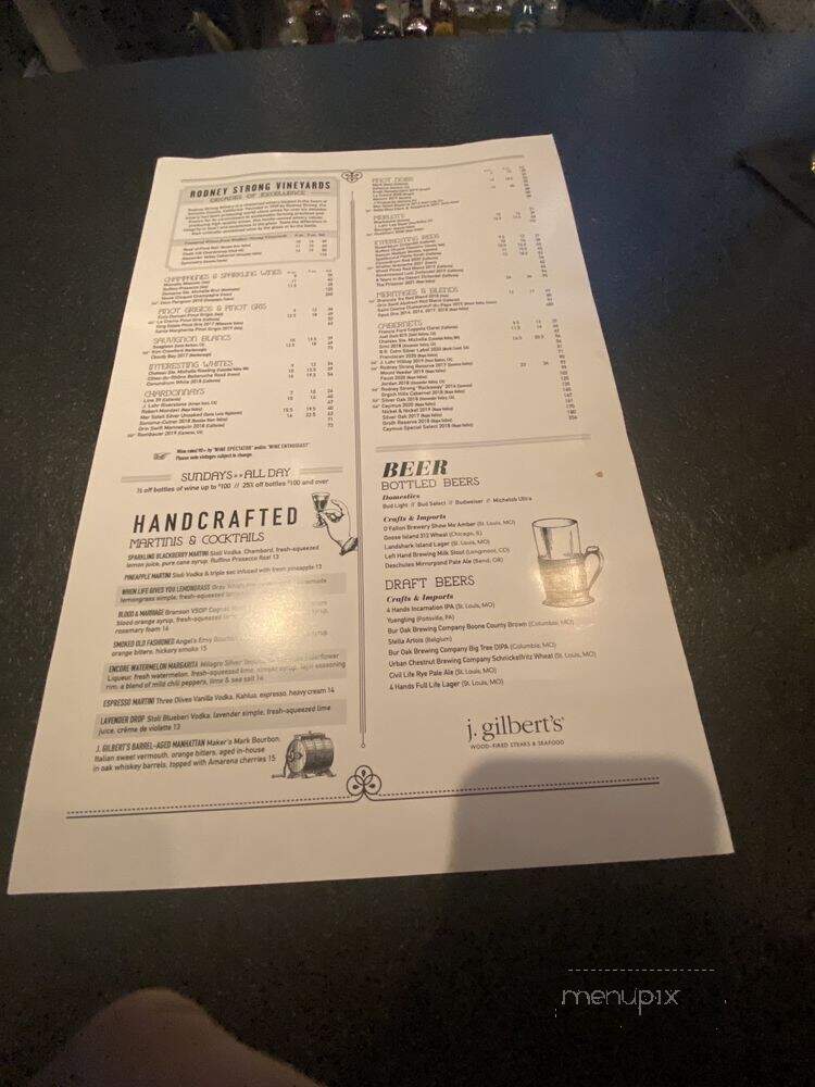 J.Gilbert's Wood-Fired Steaks Seafood - Kirkwood, MO menu_pic