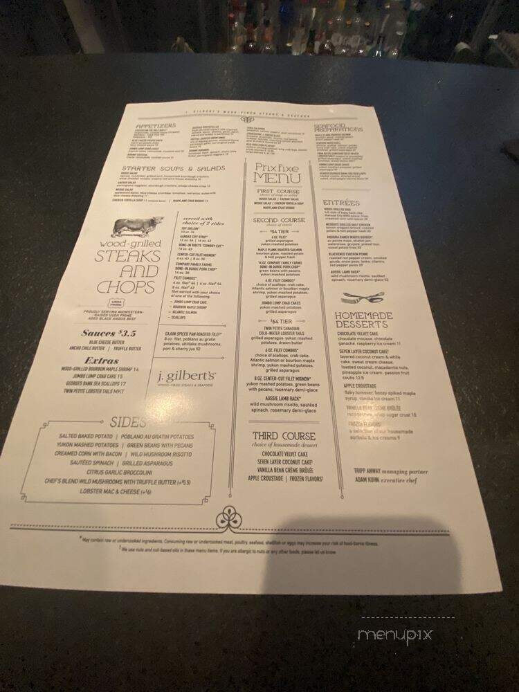 J.Gilbert's Wood-Fired Steaks Seafood - Kirkwood, MO menu_pic