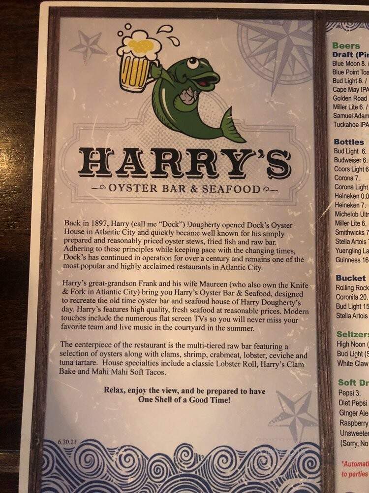 Harry's Oyster Bar - Margate City, NJ menu_pic