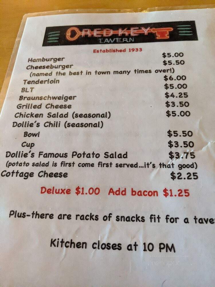 Red Key Tavern - Indianapolis, IN menu_pic