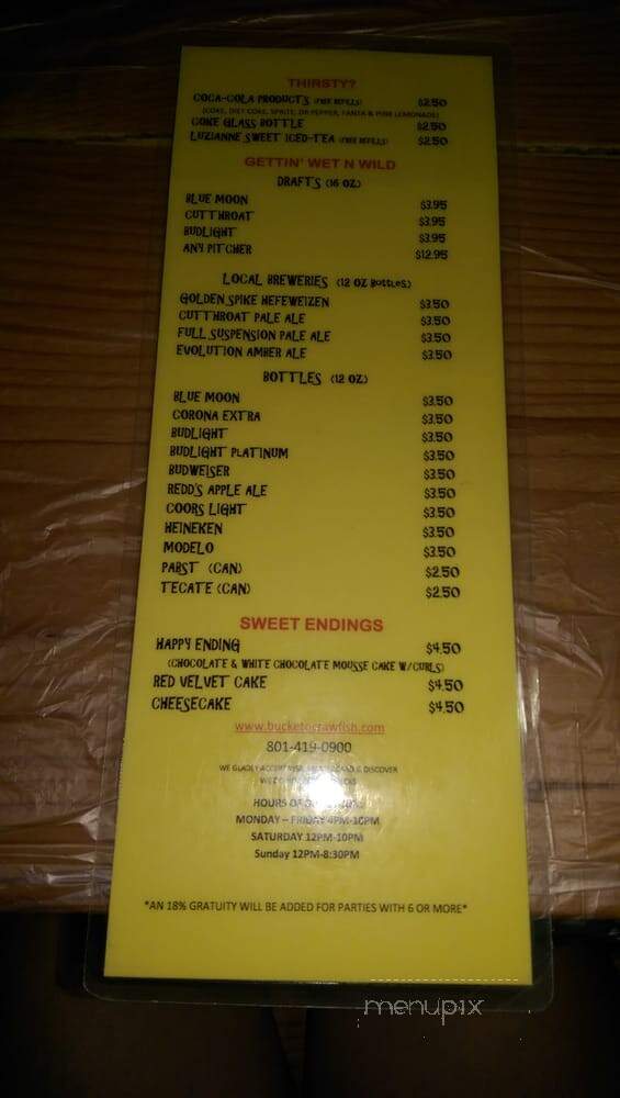 Bucket O Crawfish - Salt Lake City, UT menu_pic