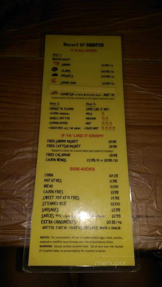 Bucket O Crawfish - Salt Lake City, UT menu_pic
