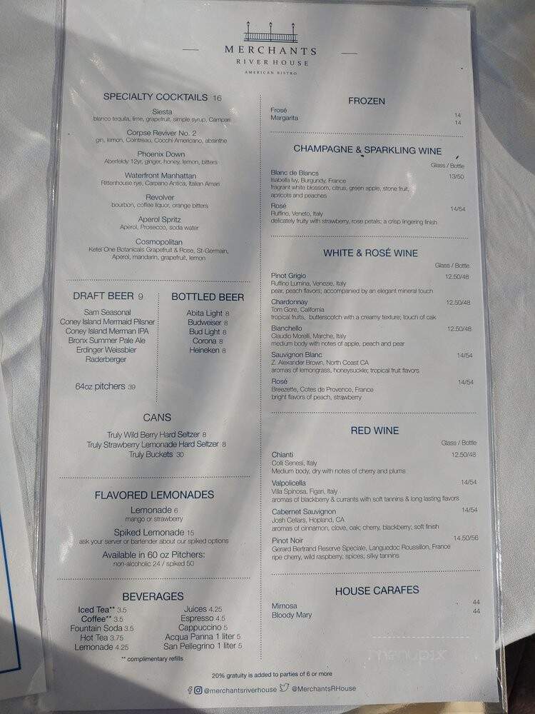 Merchants River House - New York, NY menu_pic