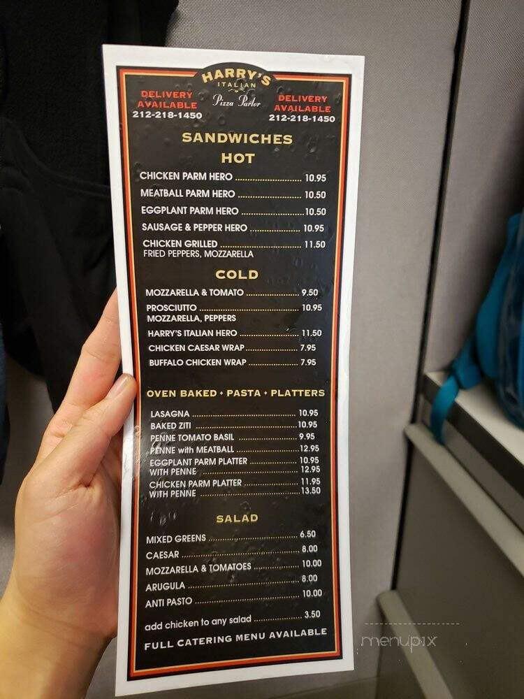 Harry's Italian Pizza Bar - New York, NY menu_pic