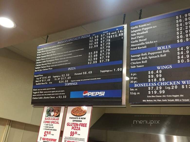 Paesans Pizza - Latham, NY menu_pic
