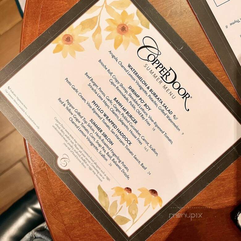 Copper Door - Bedford, NH menu_pic