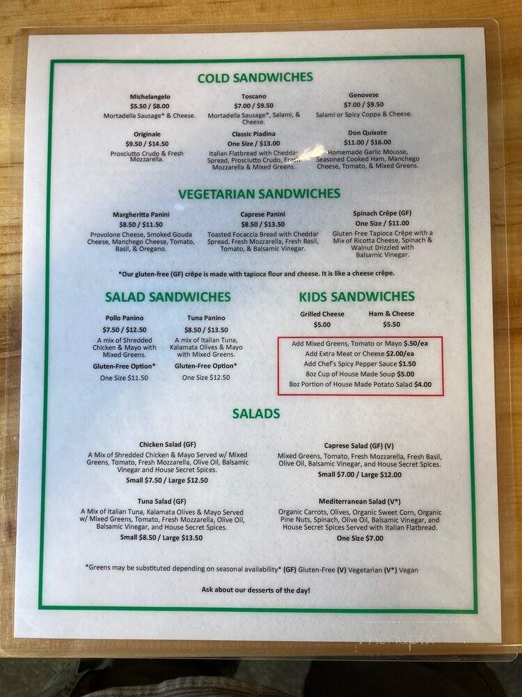 Originale, LLC - Anchorage, AK menu_pic