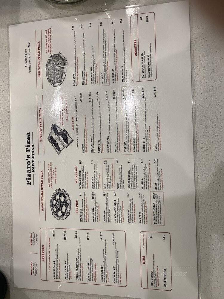 Pizaro's - Houston, TX menu_pic