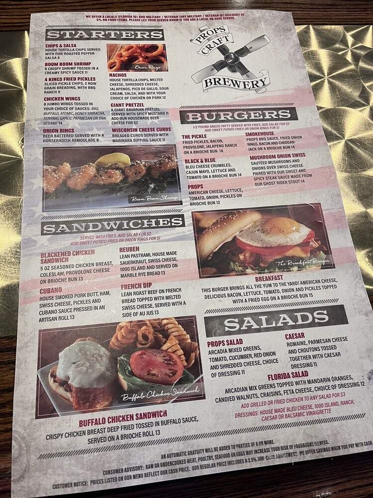 Props Brewery Grill - Fort Walton Beach, FL menu_pic