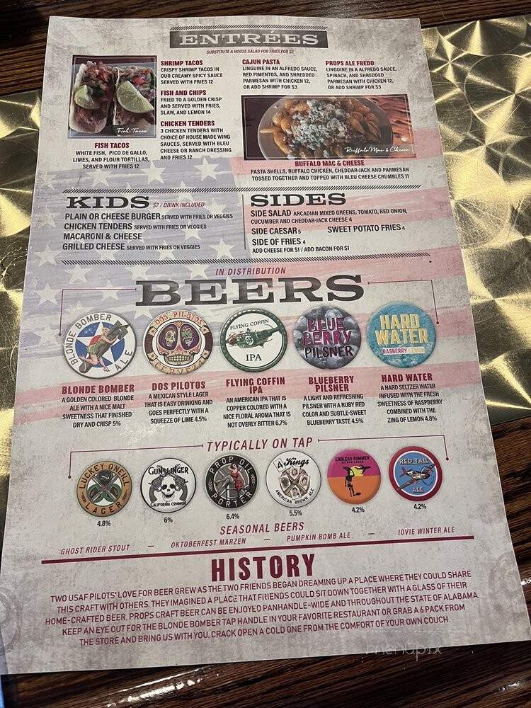 Props Brewery Grill - Fort Walton Beach, FL menu_pic