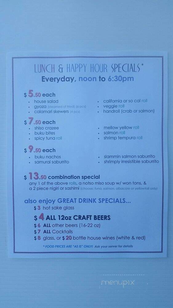Sabuku Sushi - San Diego, CA menu_pic