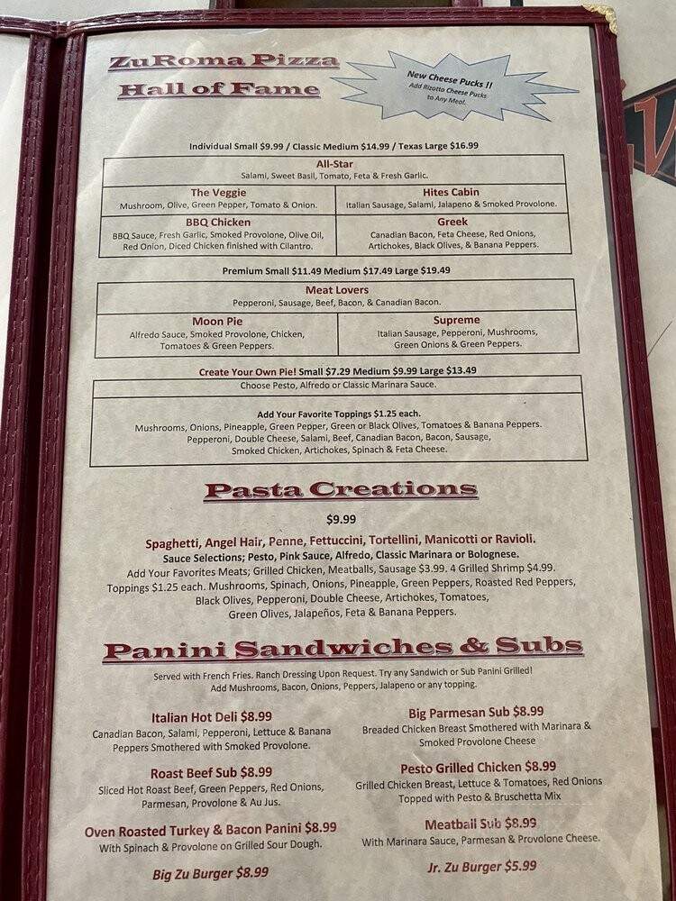 Zuroma Bar and Grill - North Richland Hills, TX menu_pic