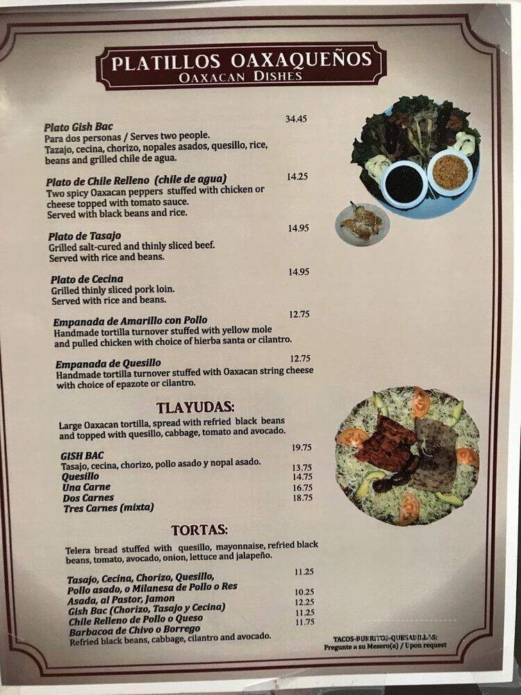 Gish Bac - Los Angeles, CA menu_pic
