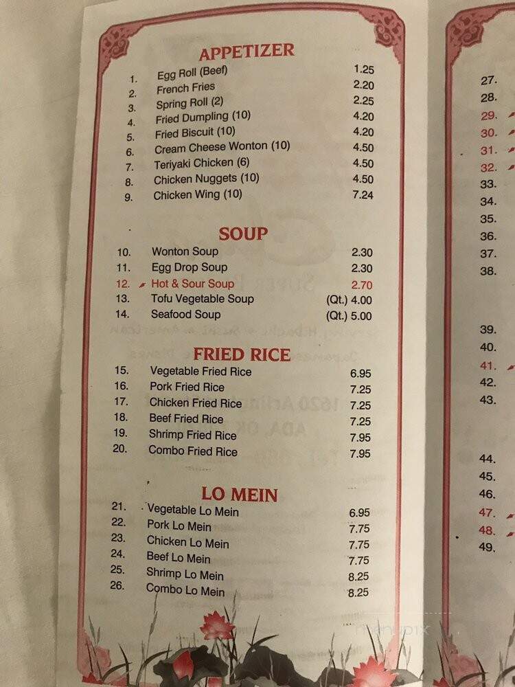 Asian Buffet - Ada, OK menu_pic