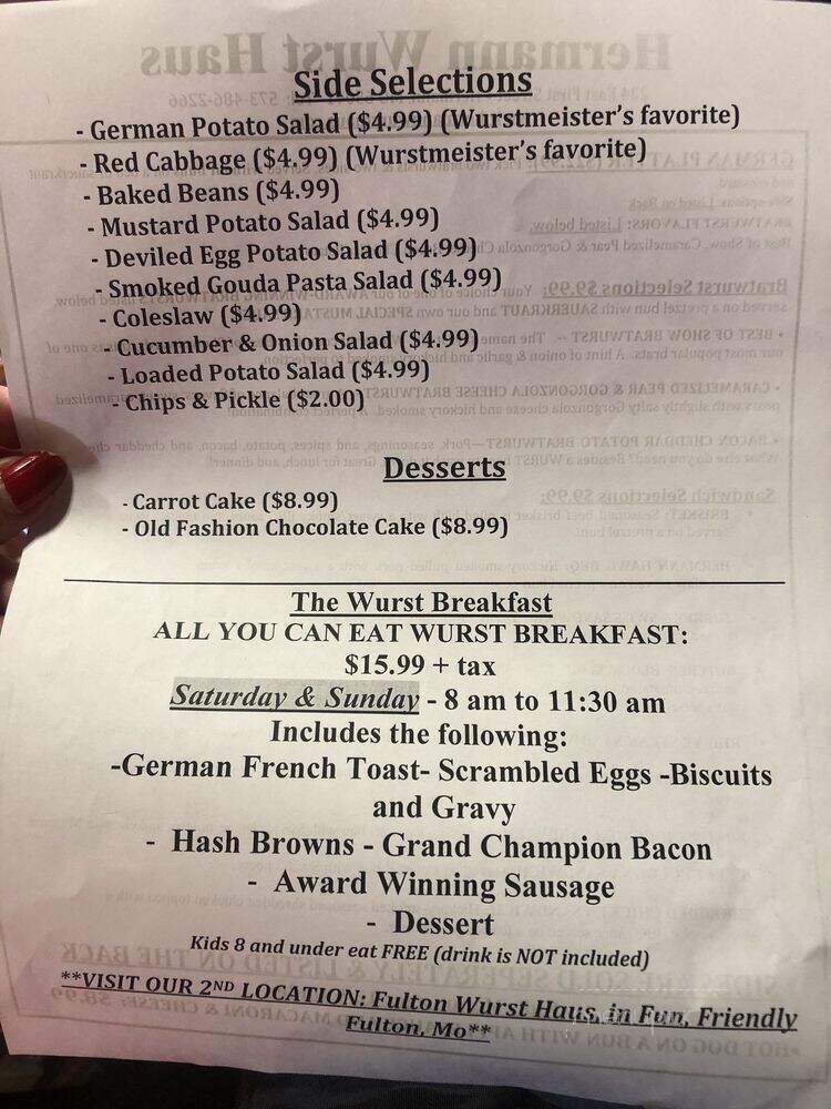 Hermann Wurst Haus - Hermann, MO menu_pic